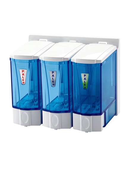 (Ün-Ev) Mini 3'lü Sıvı Sabunluk (Sıvı Sabun Dispenseri Üçlü) 250X3=750 cc Şeffaf 3566-1