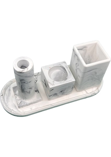 Marble Serisi Diş Fırçalık Banyo Seti