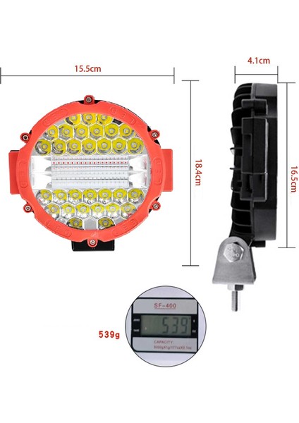 3 Modlu 3 Renk Kombo 51W Siyah Yuvarlak Off Road 12/24V Çalışma Tekne Lambası-Beyaz/mavi-Kırmızı/flaş Işık