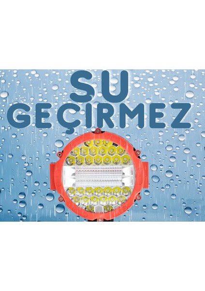 3 Modlu 3 Renk Kombo 51W Siyah Yuvarlak Off Road 12/24V Çalışma Tekne Lambası-Beyaz/mavi-Kırmızı/flaş Işık