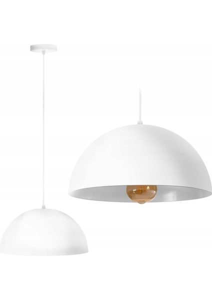 Modern Beyaz Içi Beyaz 1XE27 Duylu Tekli Metal Sarkıt Avize ÇAP:30CM