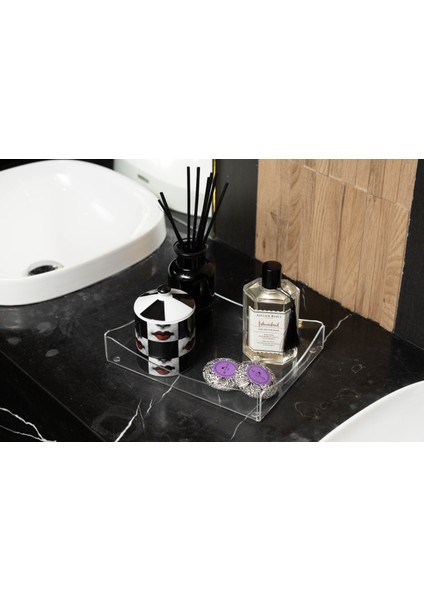 Şeffaf Akrilik Dekoratif Banyo Standı 24X18 cm