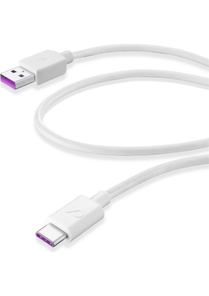 USB Şarj + Data Kablo Sc - Usb-C Supercharge 480 Mbps şarj ve Veri Kablosu Beyaz