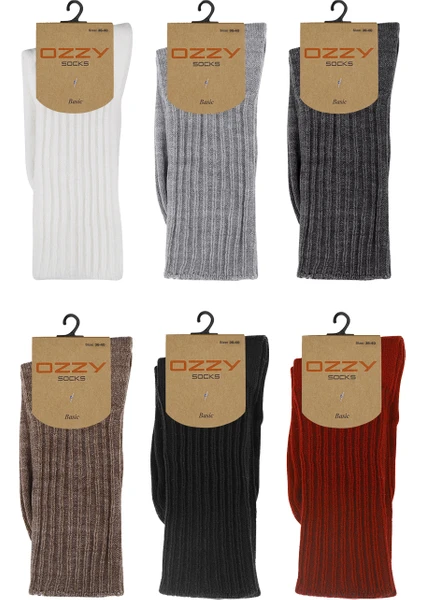 Ozzy Socks 6'lı Kışlık Kadın Yünlü Uyku Çorabı Soft Touch