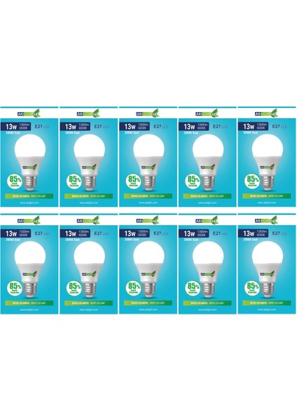 Aklight 13W Beyaz Işık E-27 LED Ampul 1300 Lm 10 Lu Paket