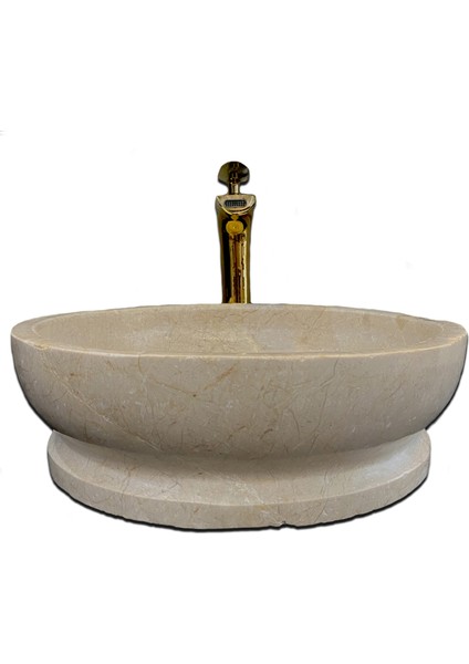 Bej Mermer Tasarım Standlı Lavabo