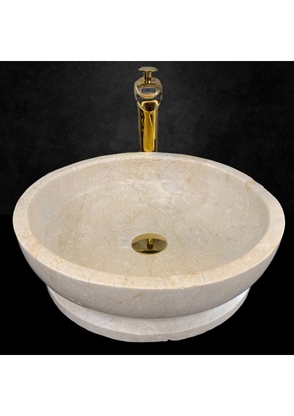 Bej Mermer Tasarım Standlı Lavabo