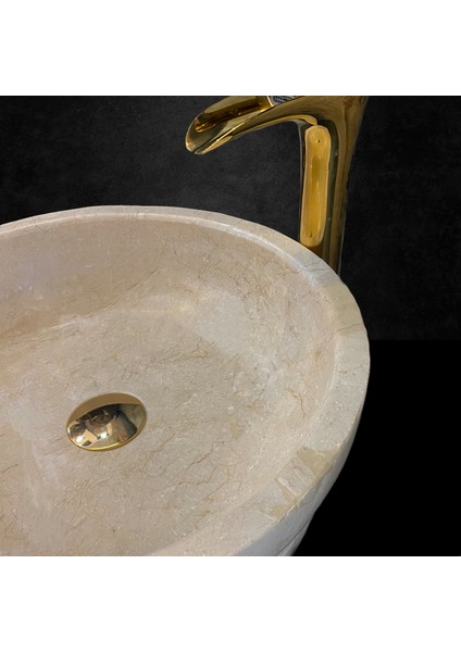 Bej Mermer Tasarım Standlı Lavabo