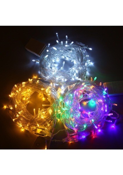 100 Ledli Yılbaşı LED Işık Süs 10 Metre Parti LED Işıkları Karışık Renktir