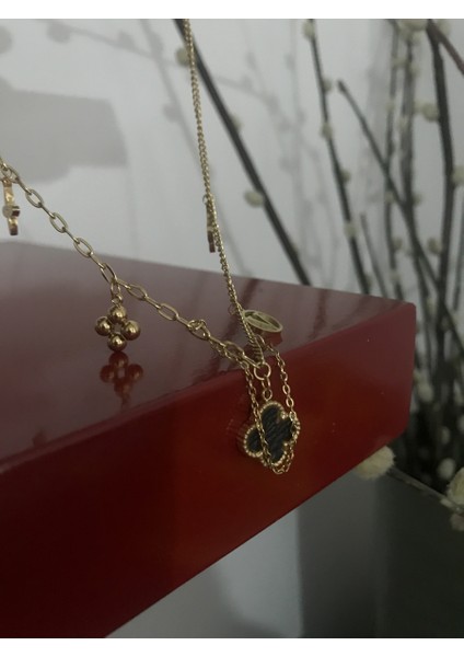 Yonca Şans Gold Çelik Kolye