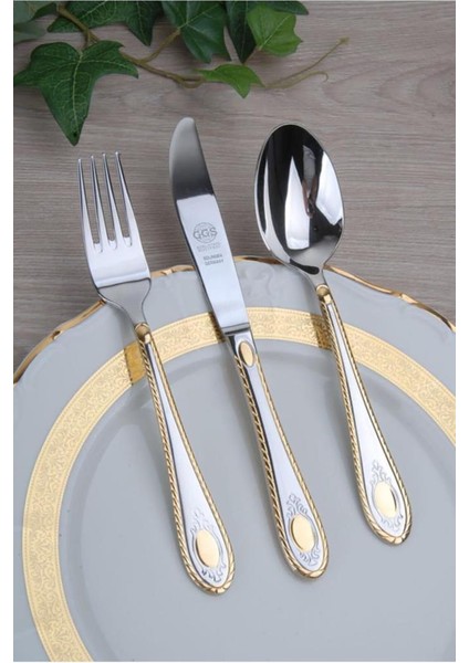 Nadine Parlak Altın 96 Parça Çatal Bıçak Seti