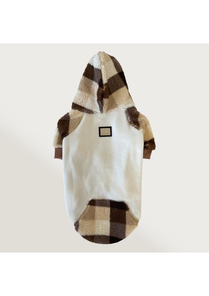 Ekose Peluş Krem Köpek Sweatshirt fiyatları