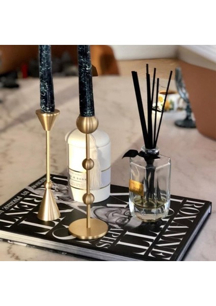 Pirinç El Yapımı Uzun Konik ve Toplu Şamdan Victoria Ikili Set