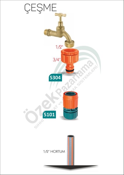 Otomatik Musluk Bağlantısı Dişi + Otomatik Bağlantı (5304+5101)