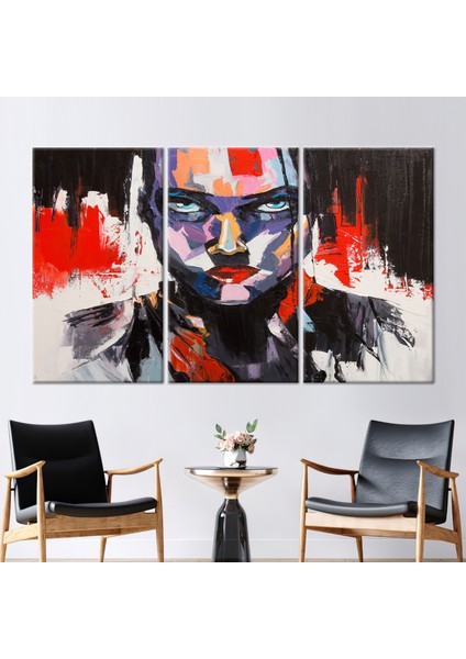 3 Parçalı Kanvas Tablo, Soyut Insan Resmi, Modern Sanat, Soyut Portre Baskılı, Yağlı Boya Baskısı,