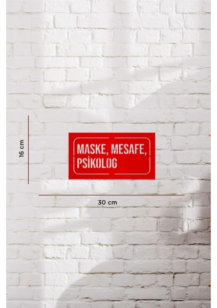 Maske, Mesafe, Psikolog Yazılı Dekoratif Ahşap Tablo