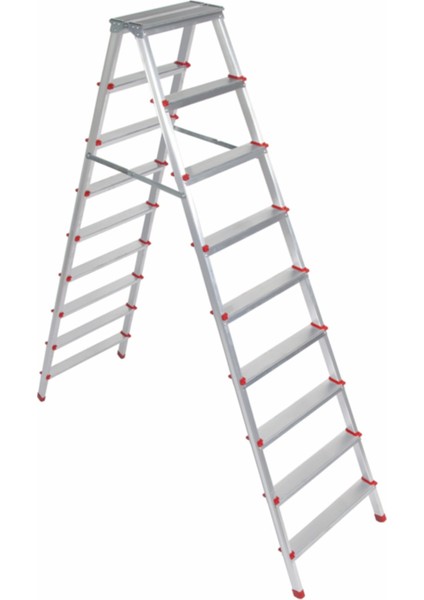 9+9 Basamaklı Alüminyum Çift Çıkışlı Merdiven