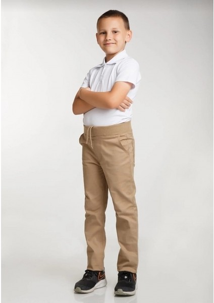 Çocuk Beli Ribanalı Tam Lastikli Kanvas Kumaş Okul Pantolon fiyatları