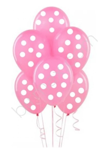 Pembe Puantiyeli Lateks Balon 10 Lu