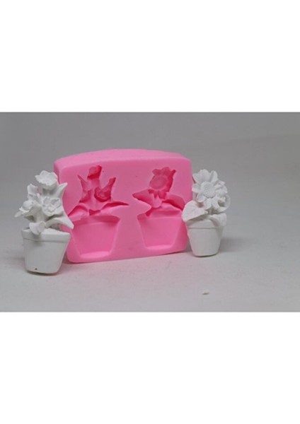 Saksıda Çiçek 2 Li Kalıbı 6 cm