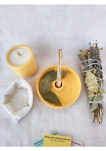 Arınma Tütsülük Set Vegan Kiraz Çiçeği Sedir Kokulu Soya Mumu Palo Santo Adaçayı Lavanta Tütsü Seti