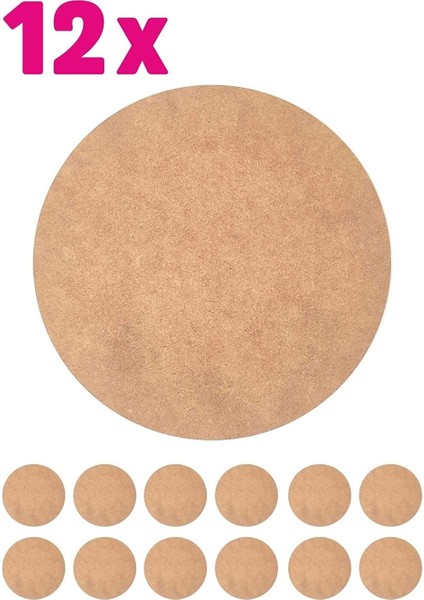 12 Adet Ham Mdf 14CM Yuvarlak 6mm B007