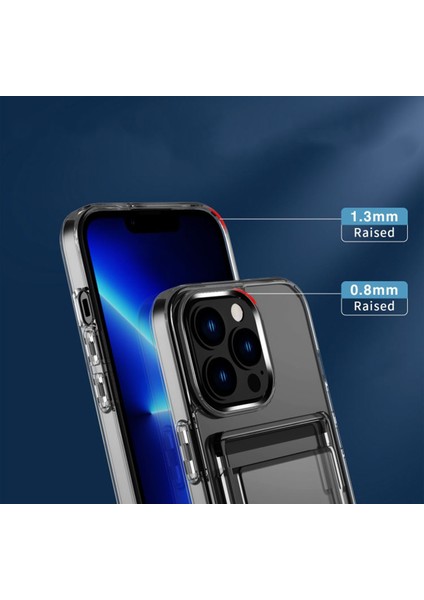 iPhone 14 Pro Kılıf Kartlıklı Lüks Şeffaf Yüksek Kaliteli Silikon Kolay Kullanım Louds Case