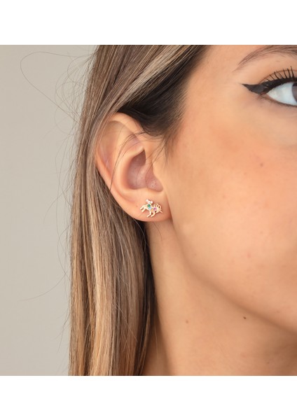 925 Ayar Gümüş Taşlı Unicorn Küpe ( Rose ) modelleri