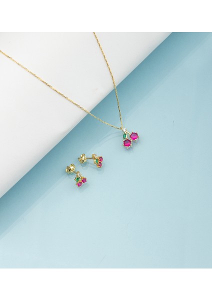 925 Ayar Gümüş Kiraz Kolye Küpe Set fiyatları