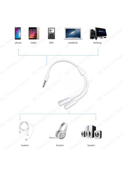 3.5mm Stereo 4 Kutuplu Kulaklık Ses Çoklayıcı Kablo modelleri