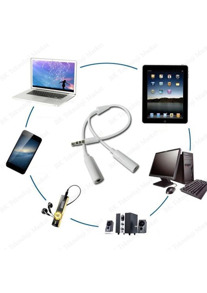 3.5mm Stereo 4 Kutuplu Kulaklık Ses Çoklayıcı Kablo fiyatları