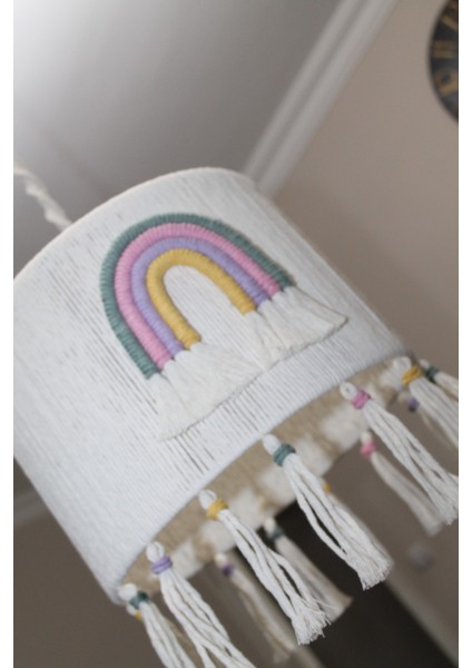 Makrome Avize 2 Yön Gökkuşağı Renkli Püskül Çocuk Odası Genç Odası