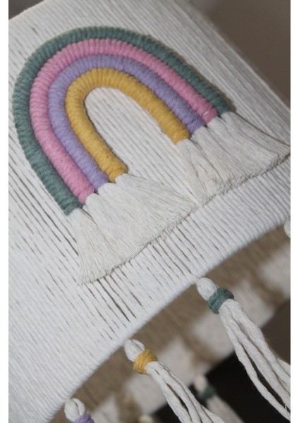 Makrome Avize 2 Yön Gökkuşağı Renkli Püskül Çocuk Odası Genç Odası fiyatları