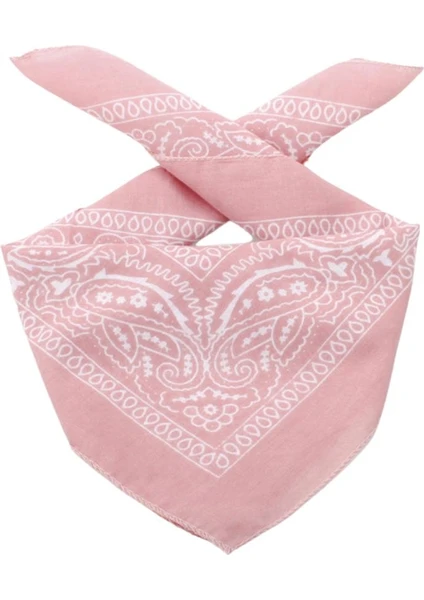 Afillix Concept Açıkpembe Renk Etnik Damla Tasarım %100 Pamuk Bandana