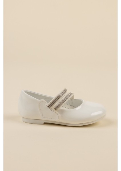 Çatal Baretli Beyaz Bebe Ayakkabı