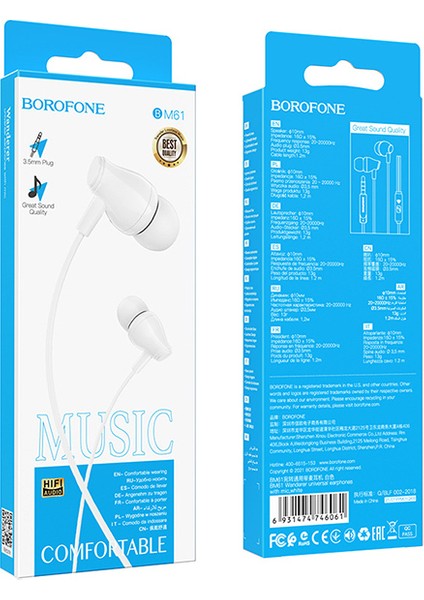 BM61 Kulak Içi Stereo  3.5mm Jack Universal Kulaklık