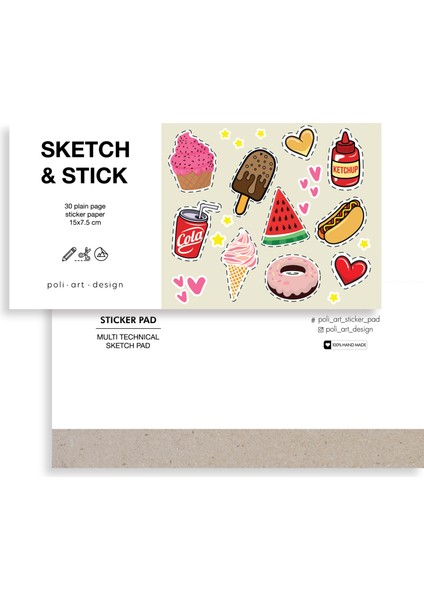Kare 7.5X15 cm Çıkartma Albümü (Karışık Teknikler Için) Stickerbook