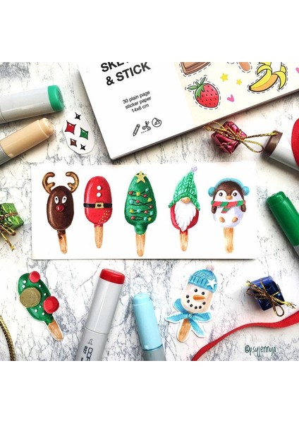 Kare 7.5X15 cm Çıkartma Albümü (Karışık Teknikler Için) Stickerbook