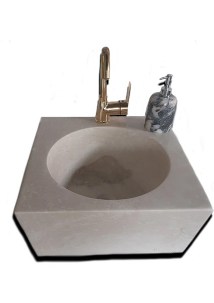 Bej Mermer Lizbon Kare Lavabo