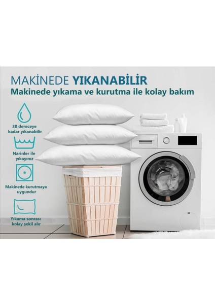 AY Home  Boncuk Sılıkon  Yastık 5 Adet Antialerjik  Antibakteriyal 50X70CM 800GR Beyaz Diş Kılıfı 100% Pamuk