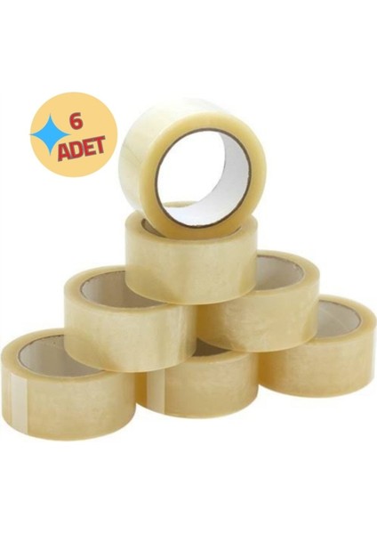 Nivemeshome 6 Adet 100 Metre Homelt Koli Bandı 45MMX75MM Kopmayan Koli Bandı