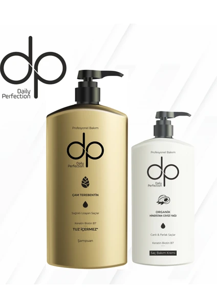 Dp Daily Perfection Tuzsuz Şampuan Çam Terebentin 800 ml + Dp Saç Bakım Kremi 500 ml