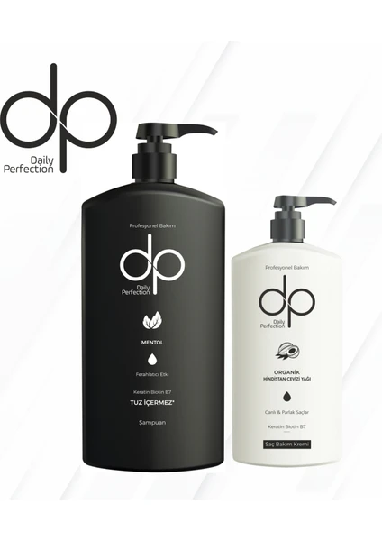 Dp Daily Perfection Şampuan 800 ml Mentol Ferahlatıcı Etki + Dp Saç Bakım Kremi 500 ml