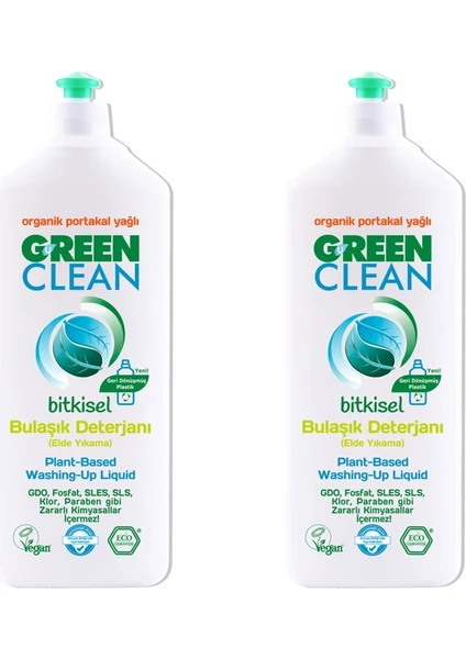 U Green Clean Bitkisel Bulaşık Deterjanı 730 ml Organik Portakal Yağlı x2 Adet