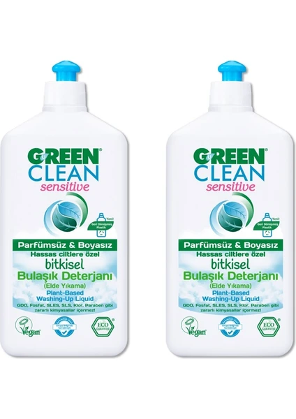 U Green Clean Sensitive Bitkisel Bulaşık Deterjanı 500 ml x2 Adet