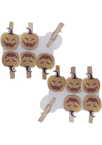 2 Paket Halloween 6 Lı Gülen Yüz Balkabağı Mandal Soft Renk