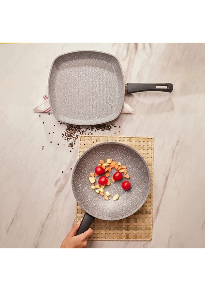 Gris Bio Granit Wok+Grill Seti