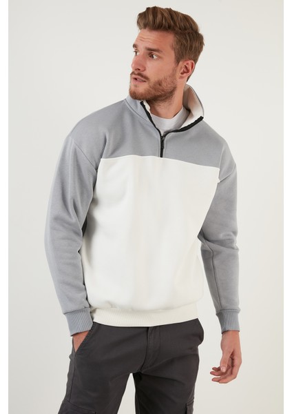 Regular Fit Fermuarlı Dik Yaka Içi Tüylü Yumuşak Şardonlu Kışlık Sweat Erkek Sweat 5905343