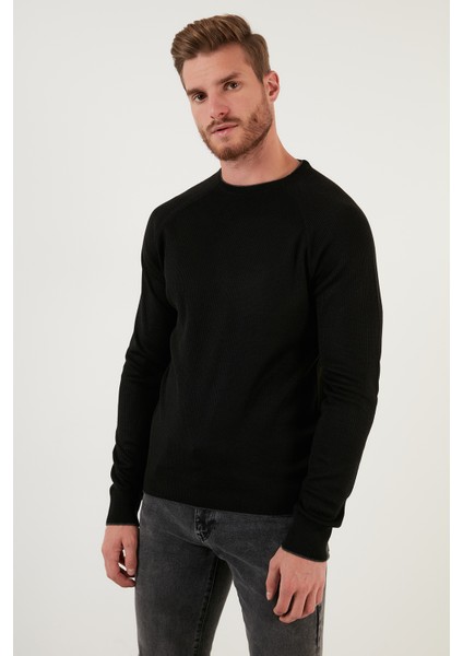 Regular Fit Bisiklet Yaka Yün Karışımlı Kışlık Kazak Erkek Kazak 6341006