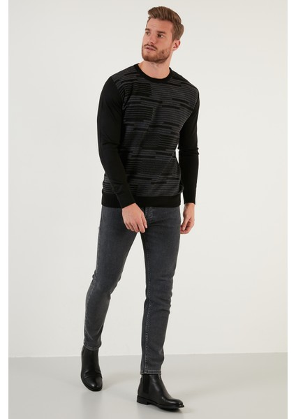 Regular Fit Bisiklet Yaka Yün Karışımlı Kışlık Kazak Erkek Kazak 6341020 fırsatları